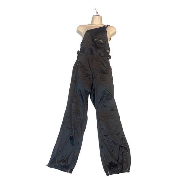 NWT Womens Gypsy Black Overalls New One-Shoulder Utility Overalls Y2k New Med - Picture 1 of 11